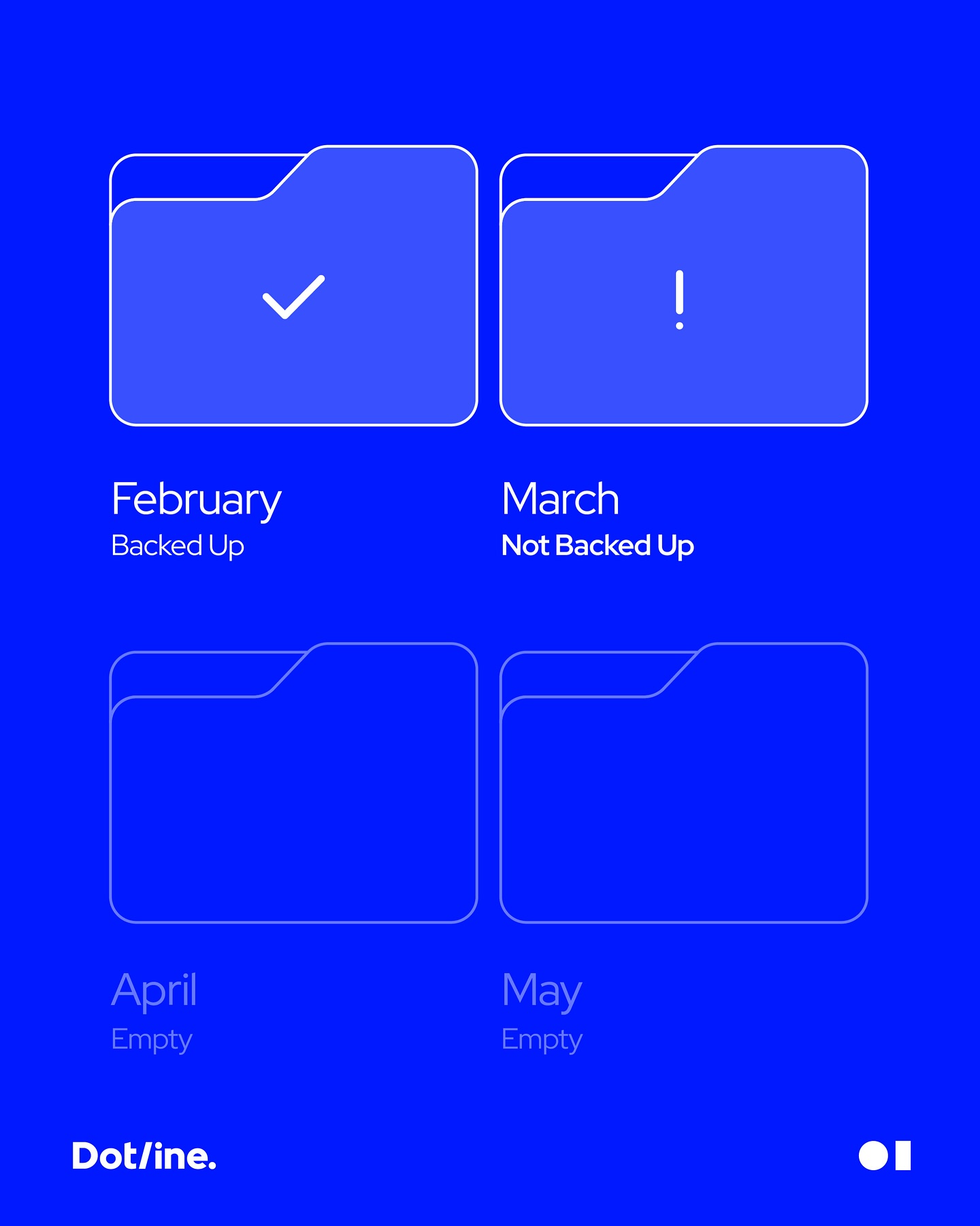 March 31st – World Backup Day<br><br>In the digital world, every pixel, every line of code, and every idea matters. Losing data isn’t just an inconvenience—it’s lost creativity, effort, and progress. As digital product Agency, we know how crucial it is to protect our work.<br><br>Make backups a monthly habit—whether it's your latest design files, project documentation, or valuable digital assets. Cloud storage, external drives, or automated solutions can save you from unexpected setbacks.<br><br>Backup every month. Keep your creativity safe.